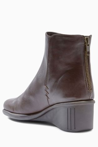 Chocolate Leather Wedge Boots